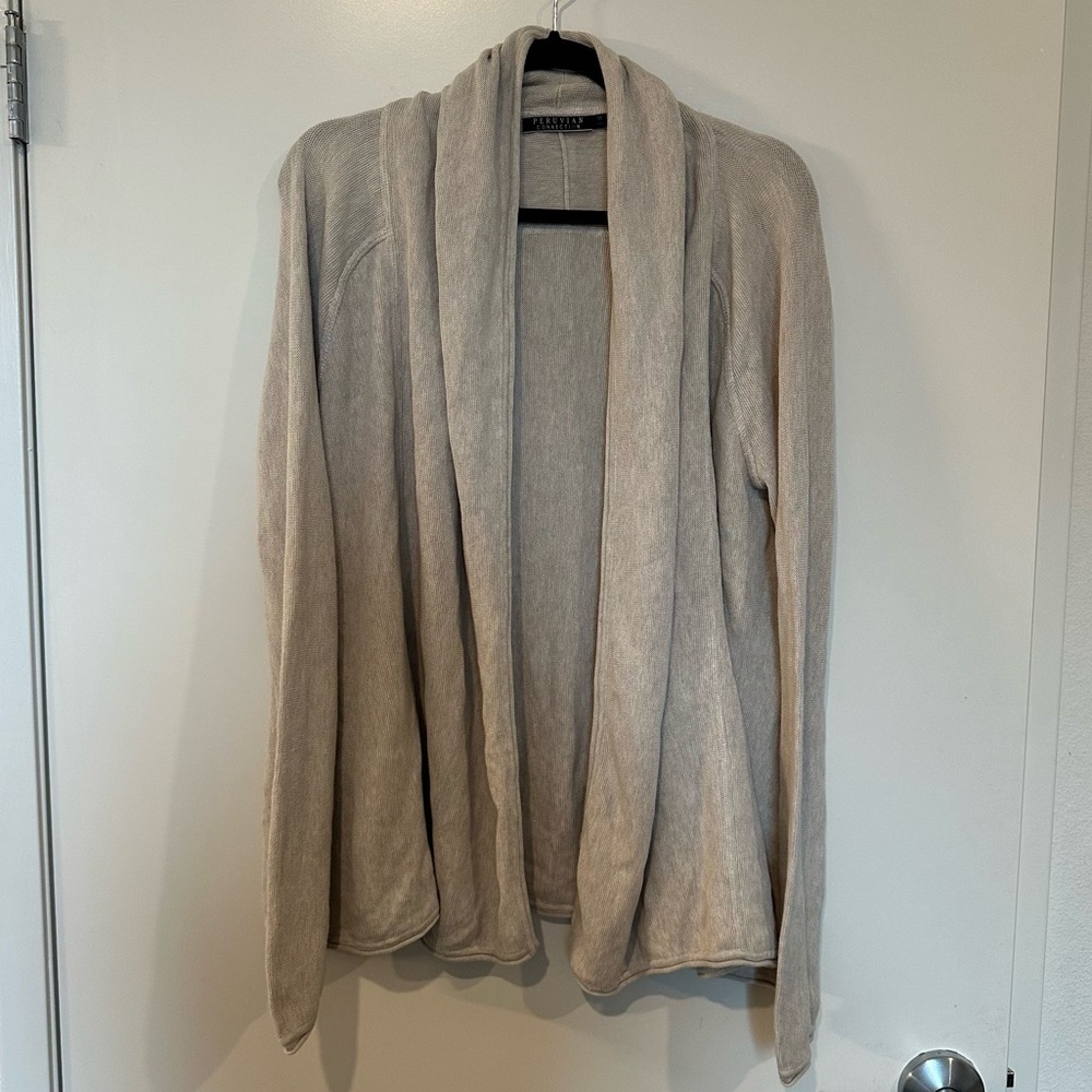 Peruvian Connection women’s Pima Cotton Links Swing Cardigan beige Size Medium